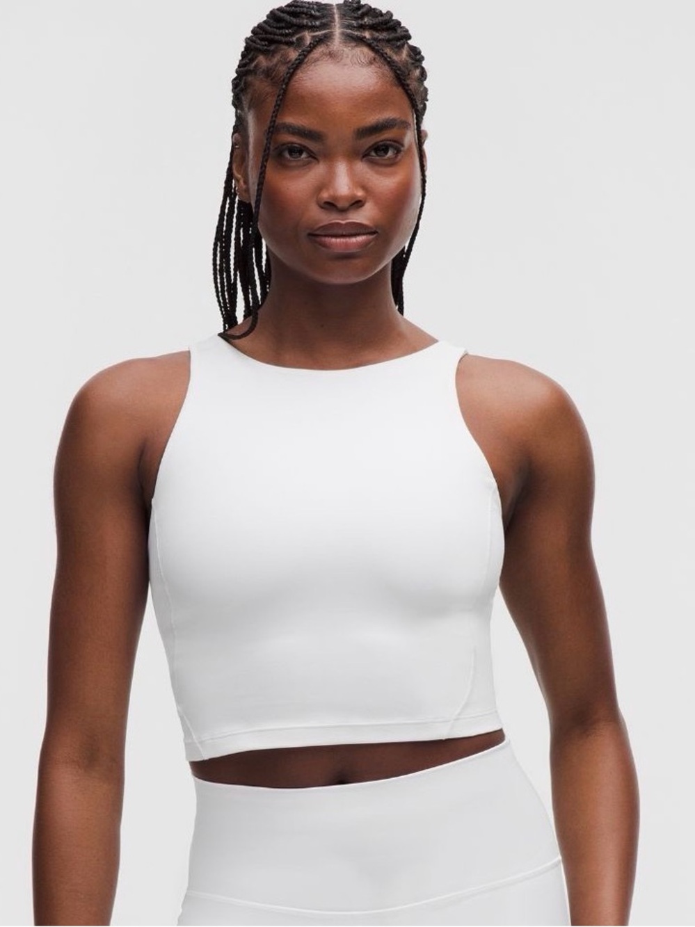Size 2  Lulu Lemon White Cropped Tank Top